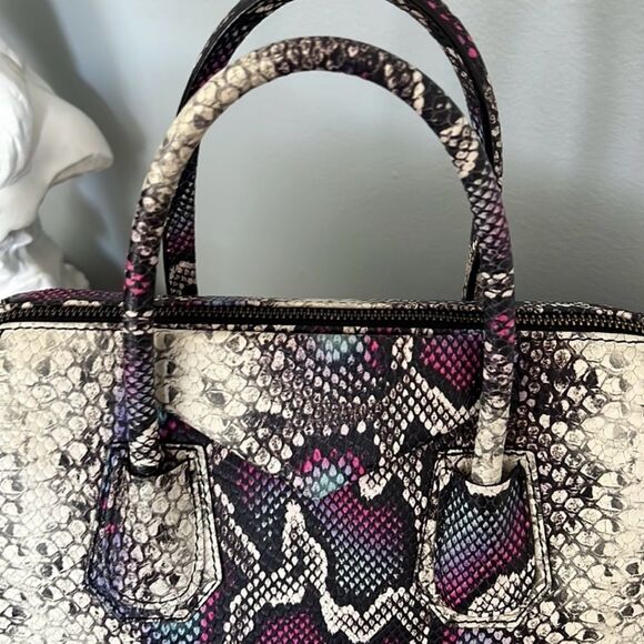 PERSAMAN satchel LEATHER Made in Italy Lightweight snakeskin pattern - Picture 2 of 7